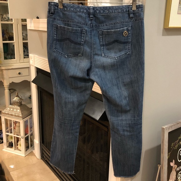 Michael Kors Cropped Straight Skinny Distressed Ripped Denim Jean Pants - Picture 6 of 7